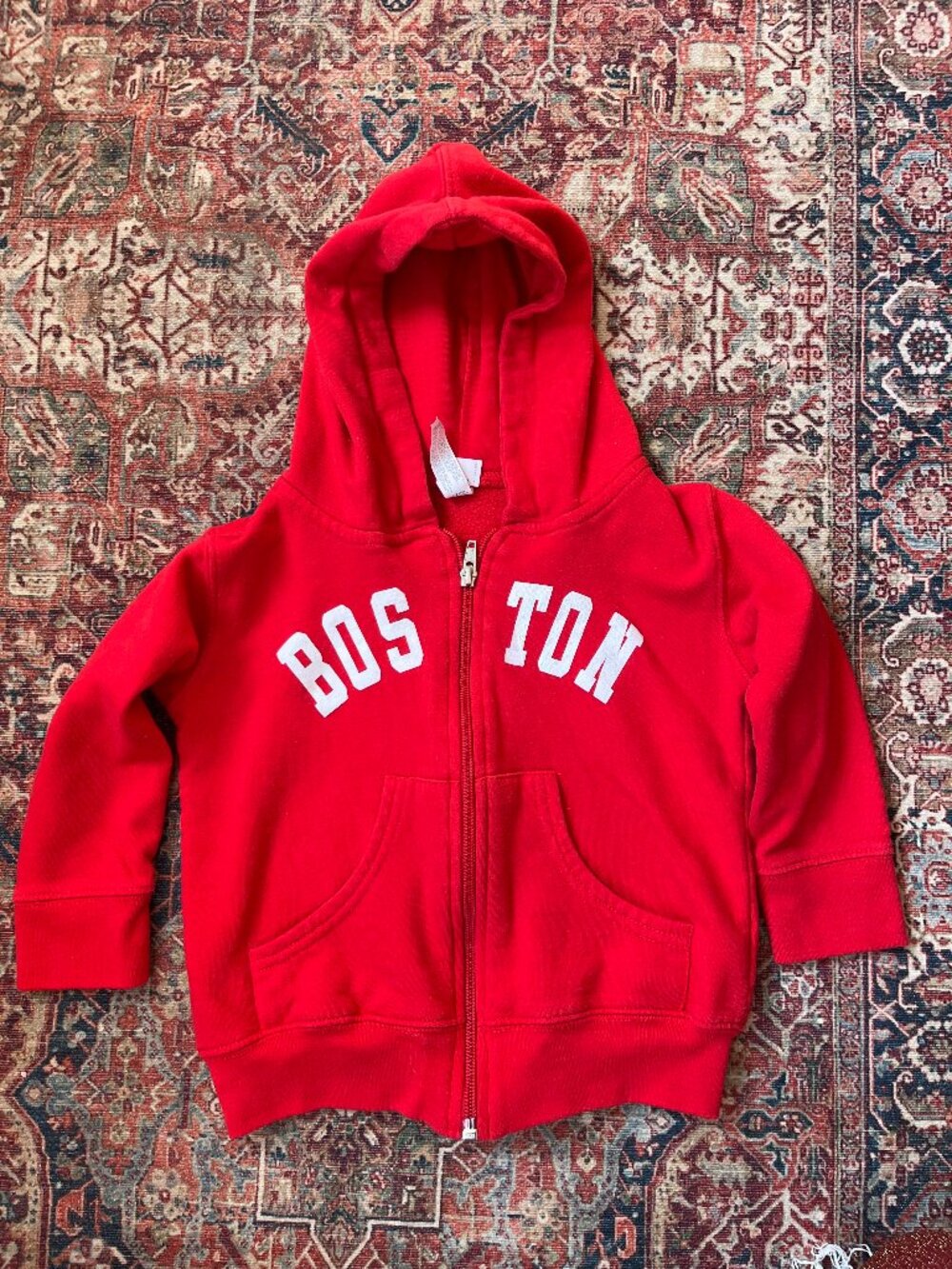 "Boston" Red Toddler Zip Up Hoodie